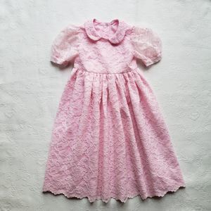 Girl's Handmade Tulle Dress Size 4 Pink Lace Fully Lined Party Wedding Vintage
